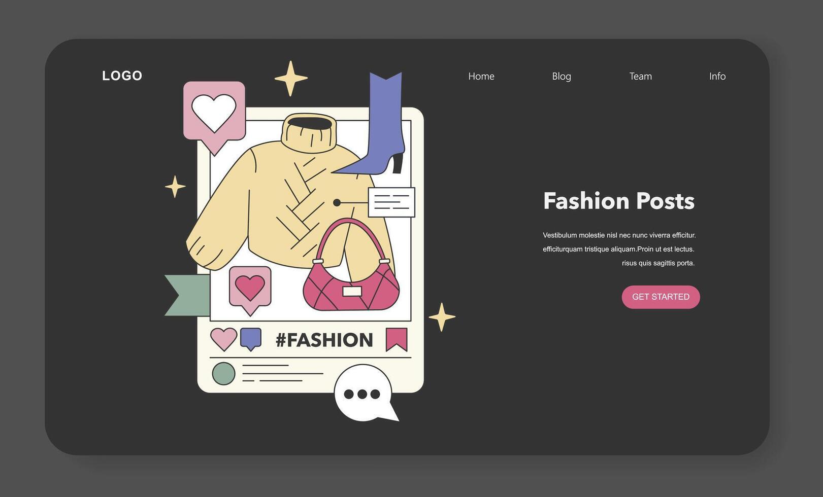 Fashion Posts concept. Flat vector illustration