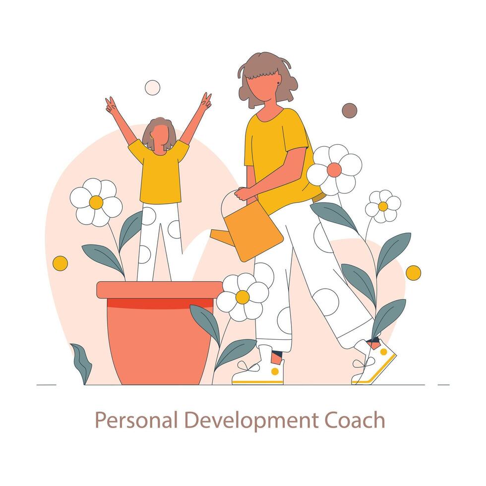 Personal Development Coach concept. Flat vector illustration.