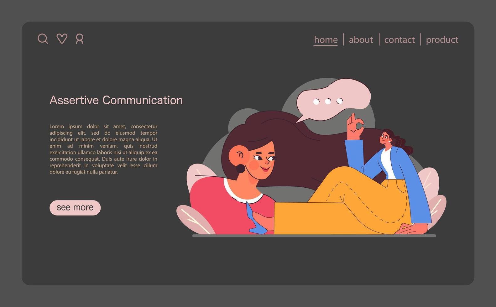 Assertive Communication concept. Flat vector illustration