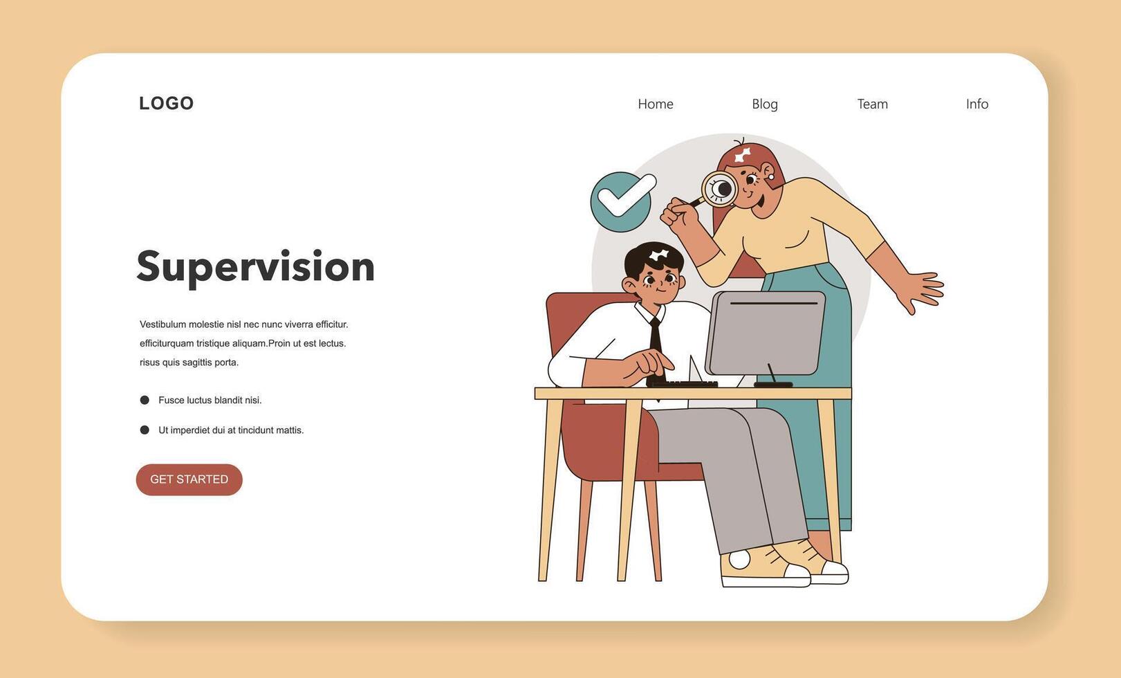 Supervision in Task Delegation concept. Vector illustration.