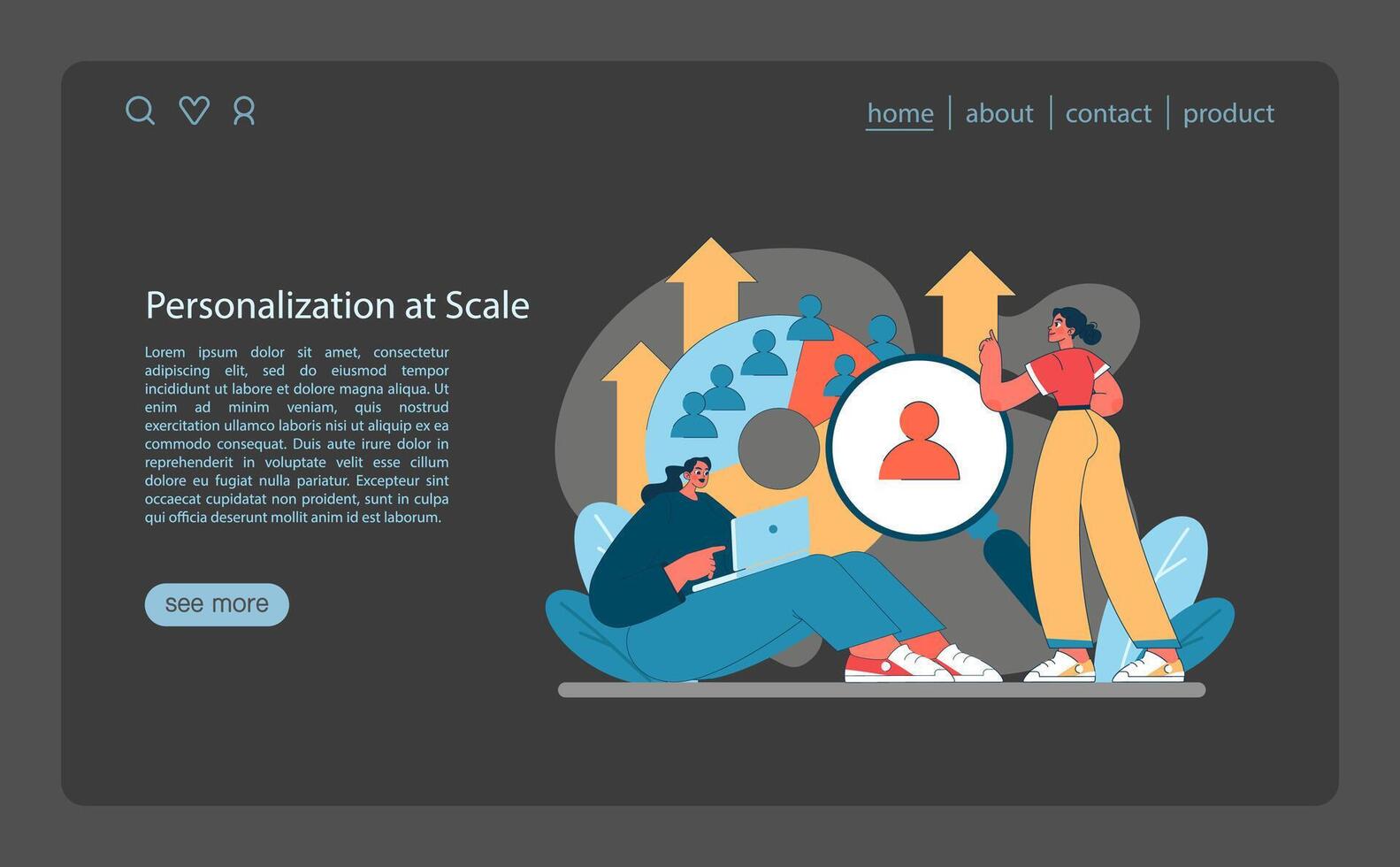 márketing 5.0 concepto. un dinámica representación de escalada personalización vector