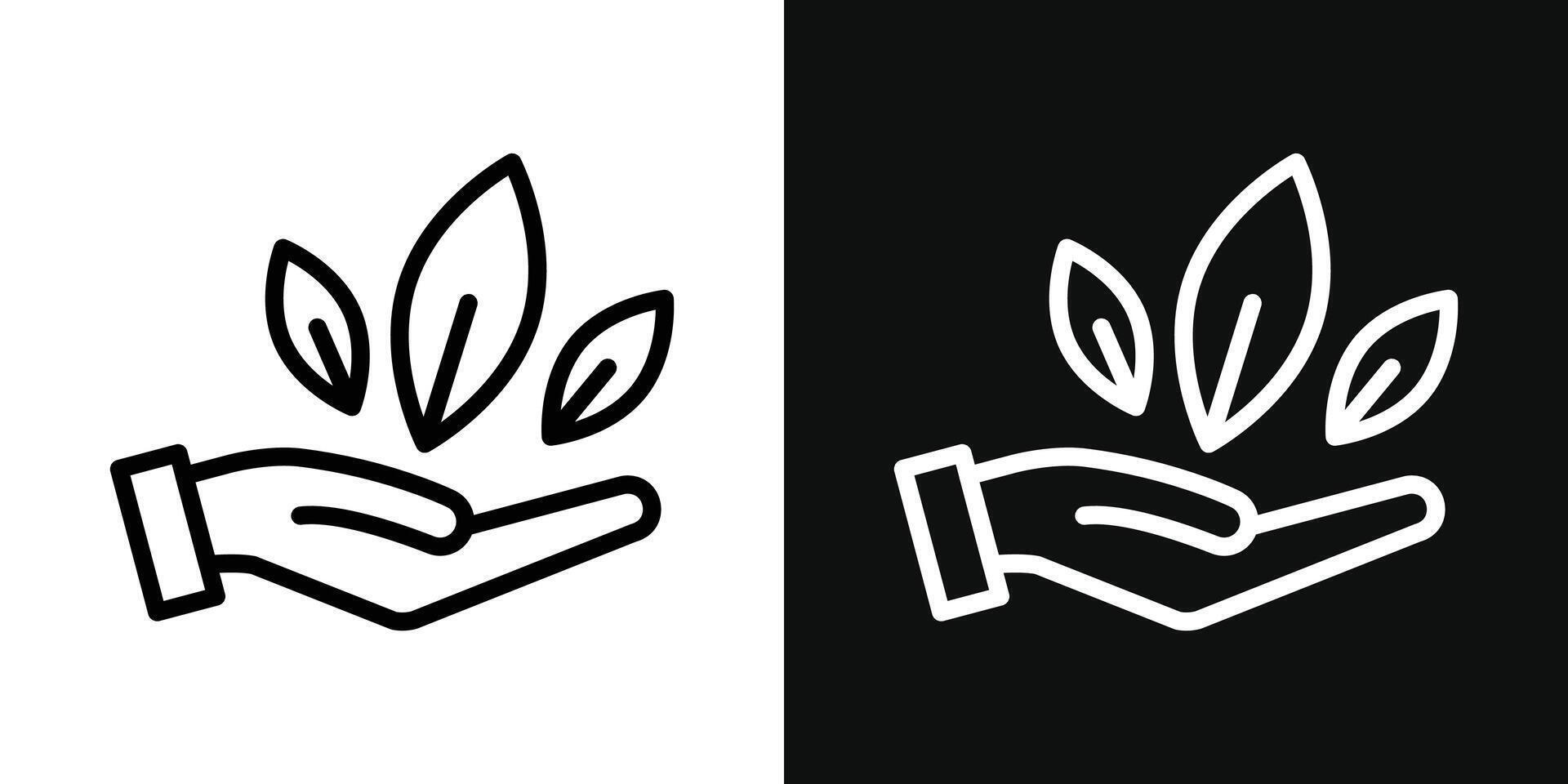 Leaf in hand icon vector