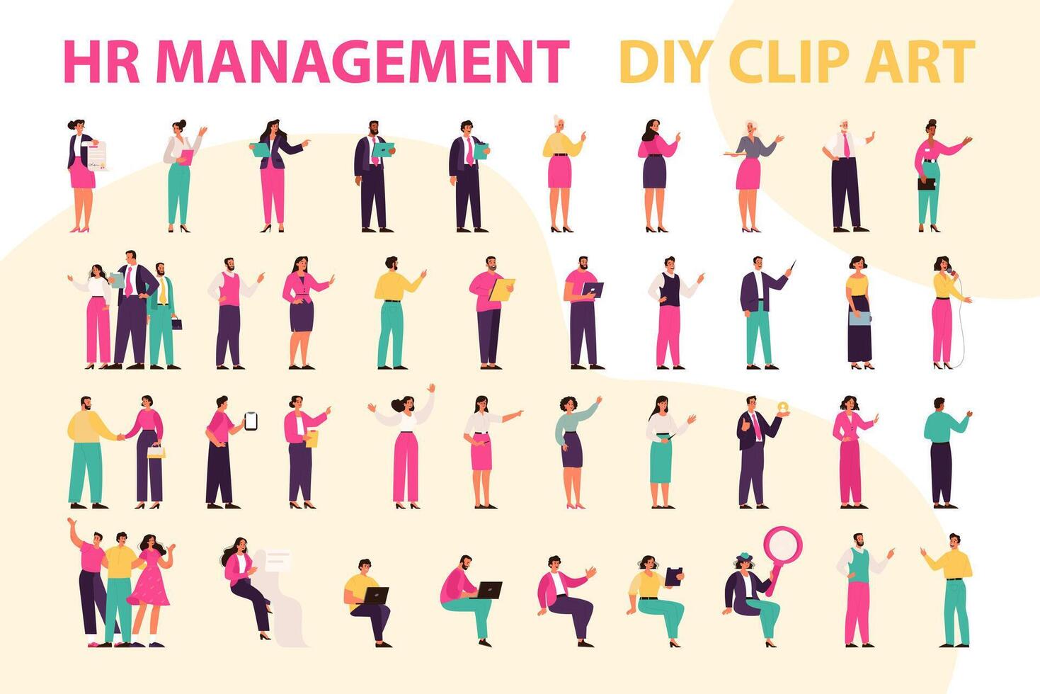 HR management set. Vector illustration.