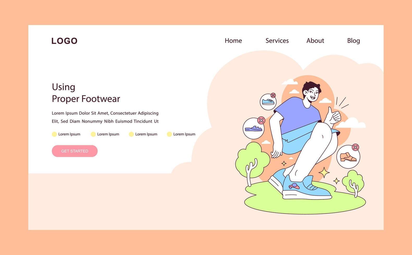 Footwear selection concept. Flat vector illustration.