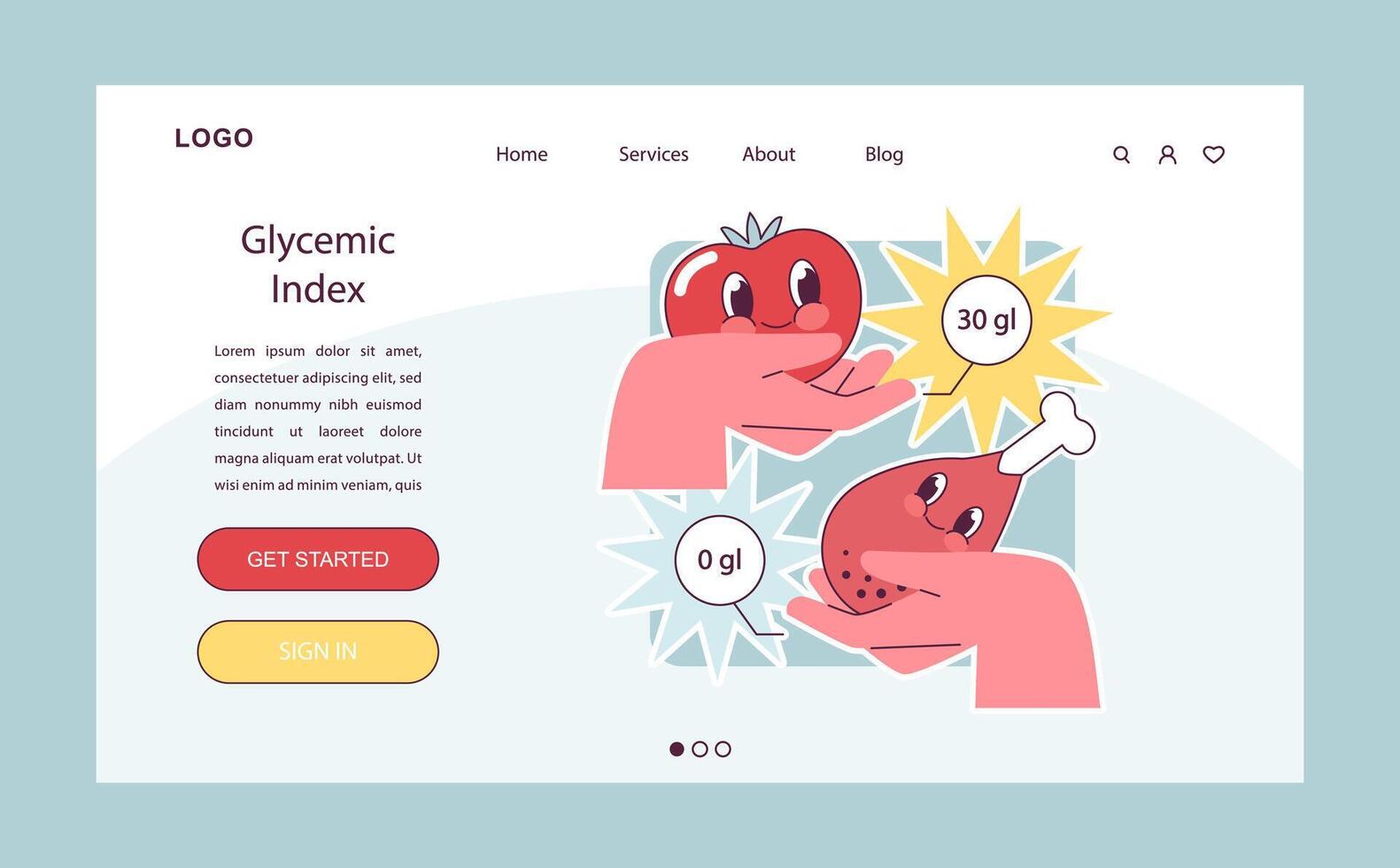 Diabetes web banner or landing page. Glucose monitoring, vector