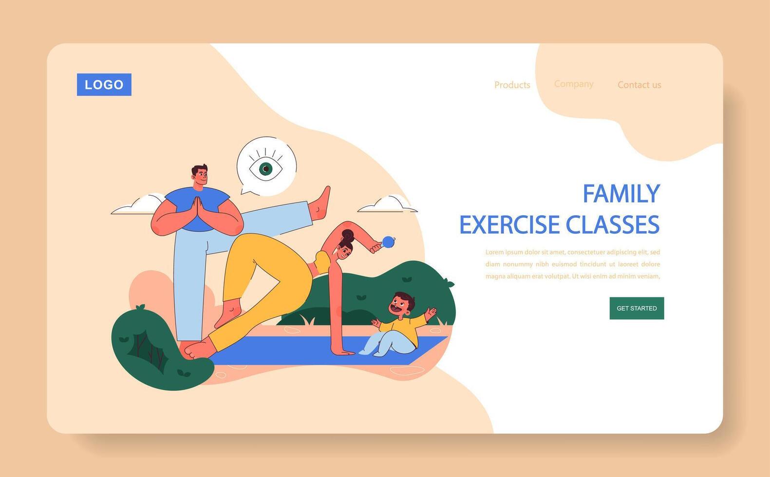 Family Exercise Classes concept. vector