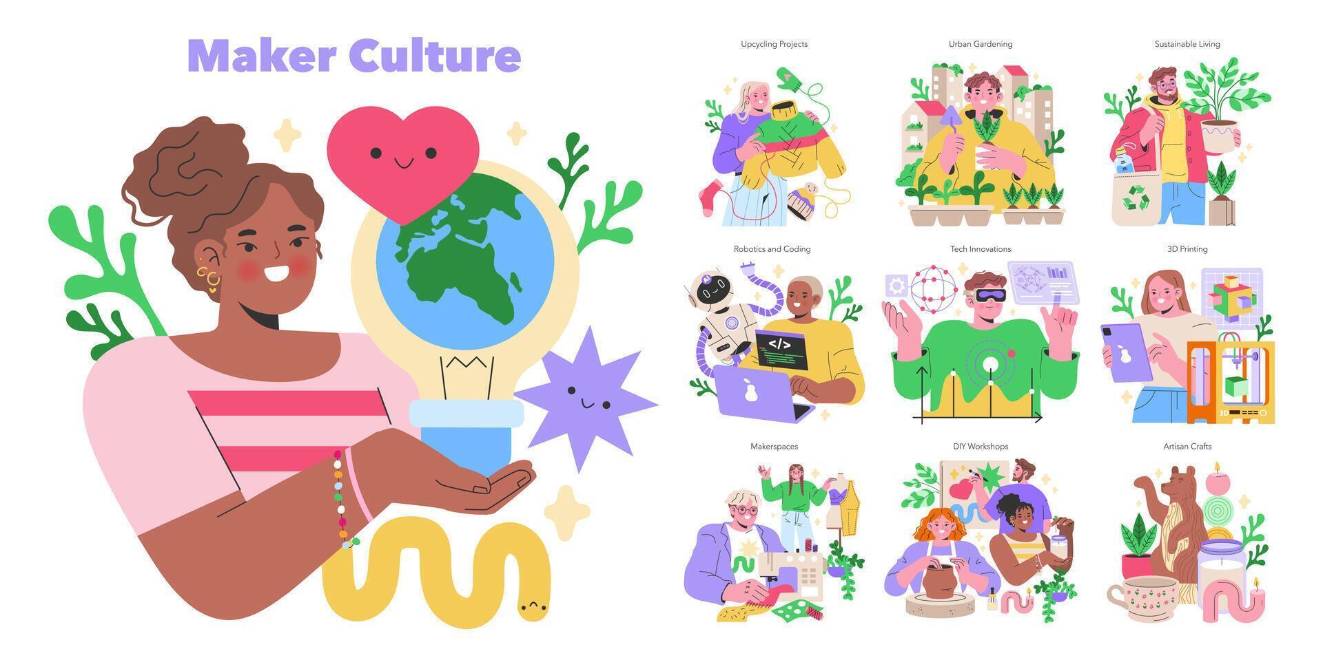 Maker Culture set Vector illustration