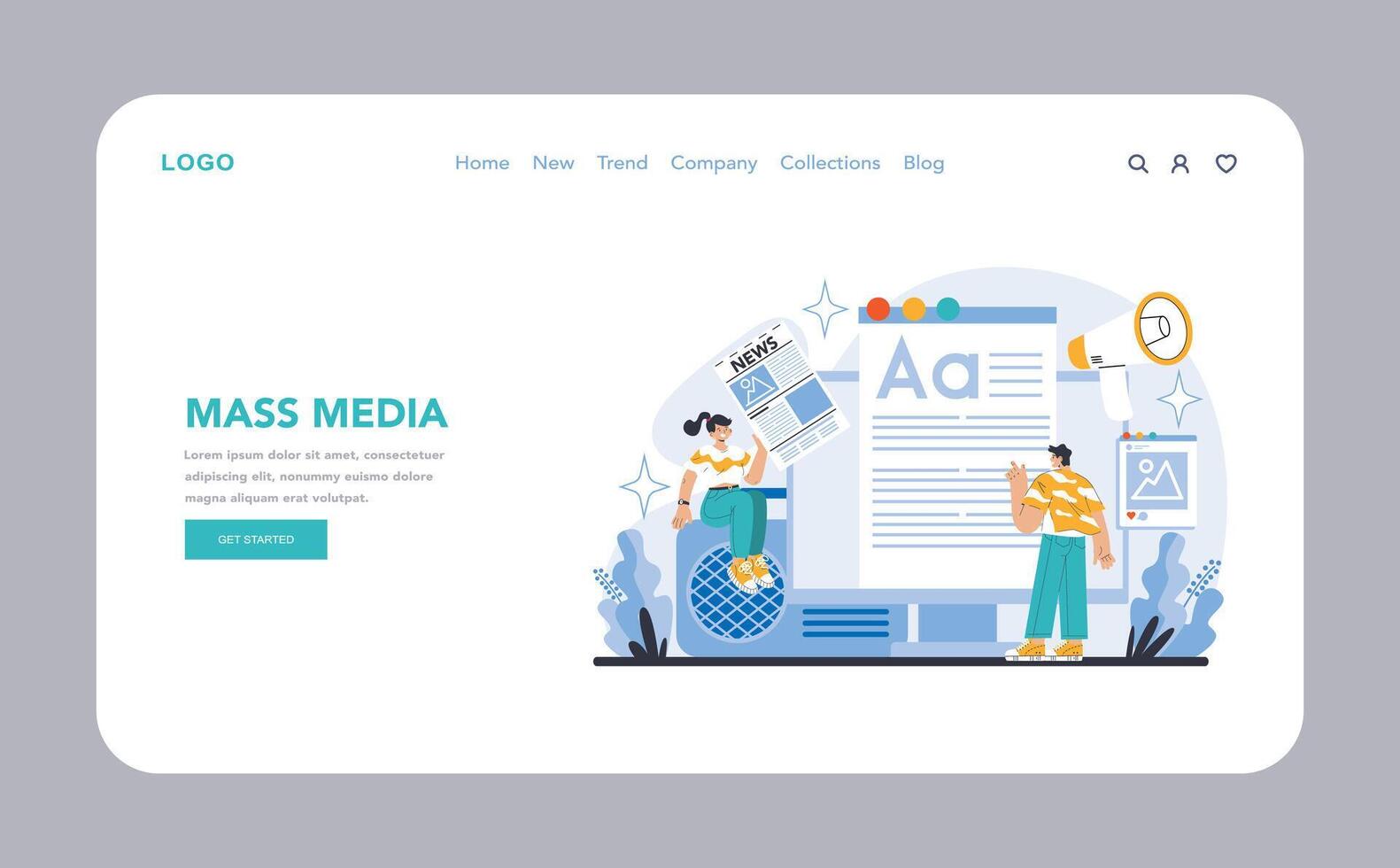 Mass media concept. Flat vector illustration.