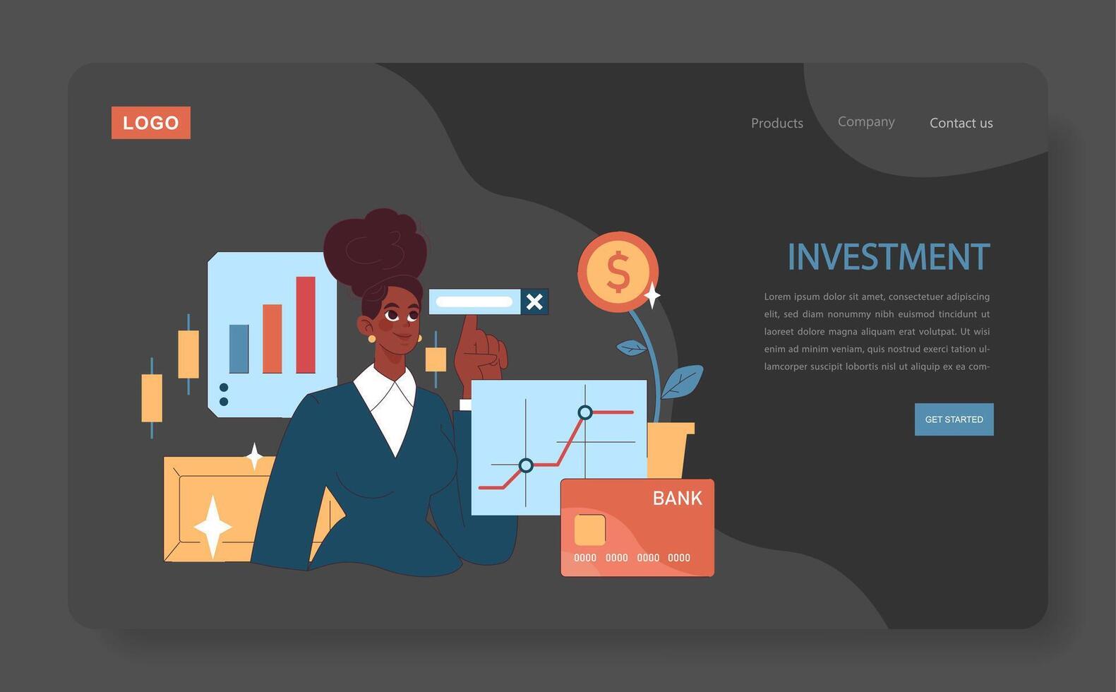 Financial planning web or landing. vector