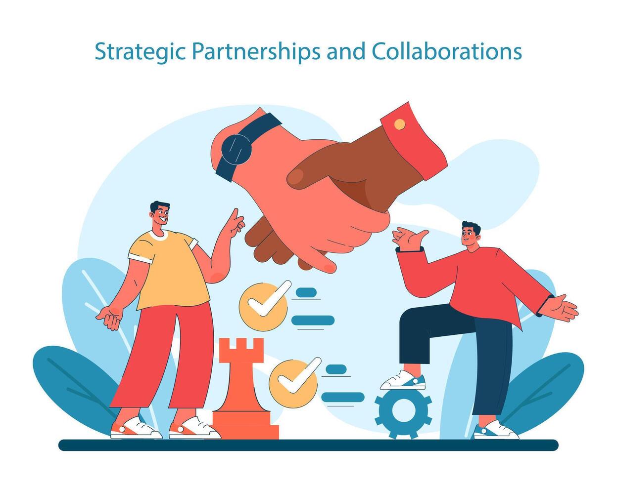 Strategic Partnerships and Collaborations concept. Building strong alliances vector