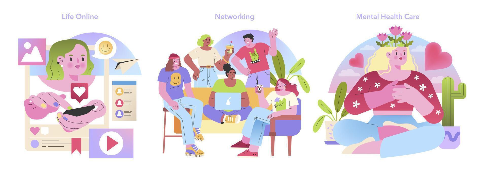Connected Generation set. Vector illustration
