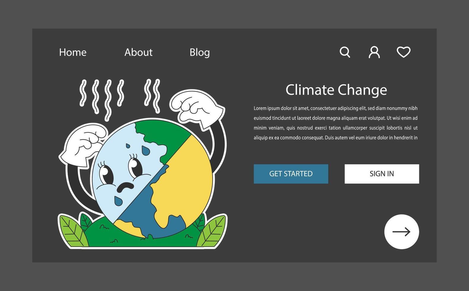 Climate change. Distressed Earth cartoon character wiping sweat. Rising vector