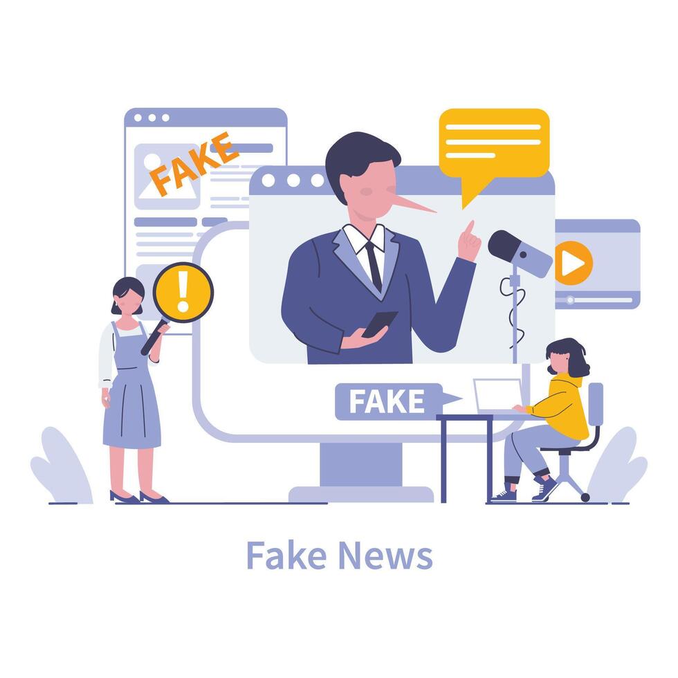 Internet mass media concept. Flat vector illustration.