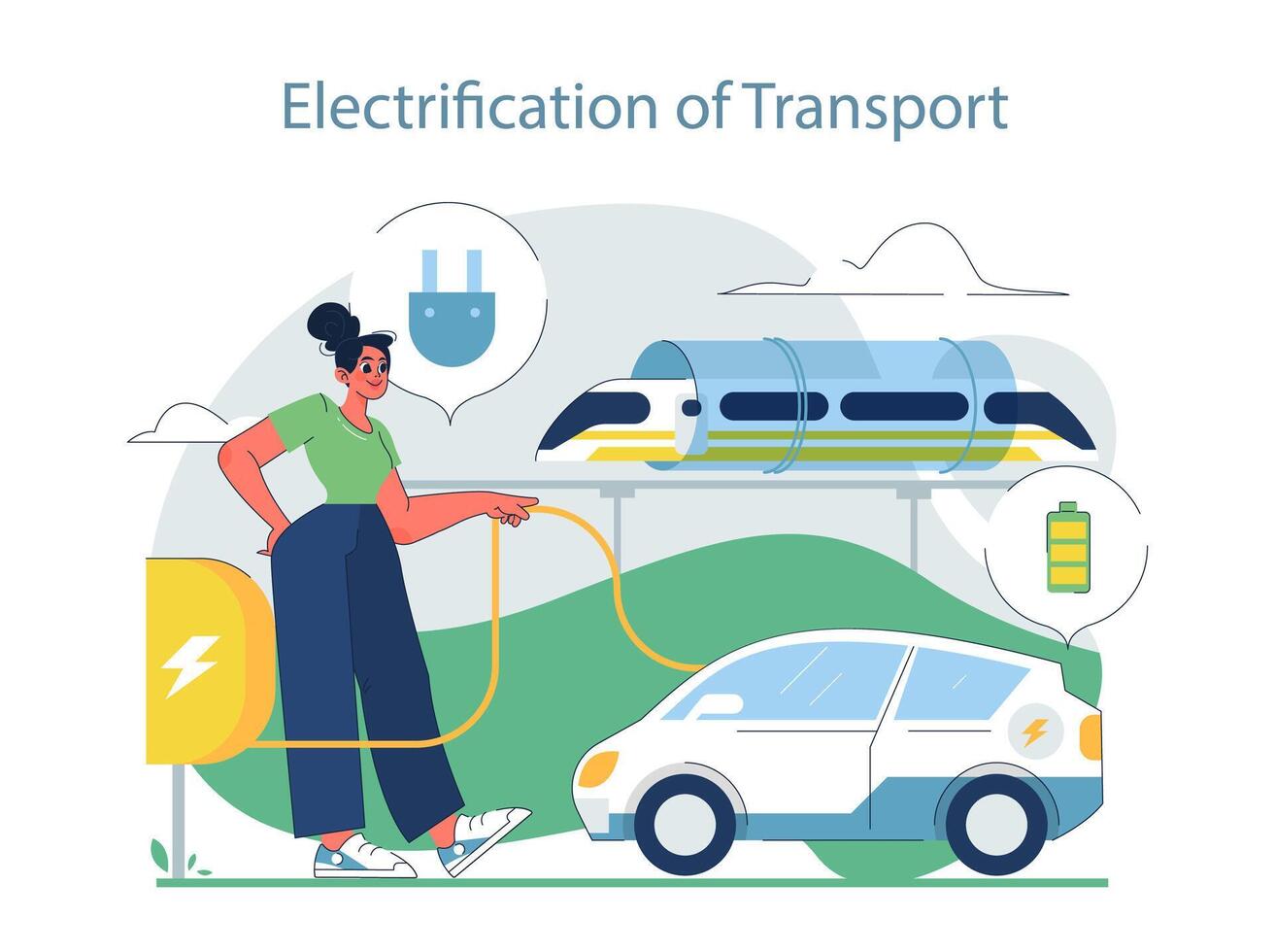 Electrification of Transport concept. vector