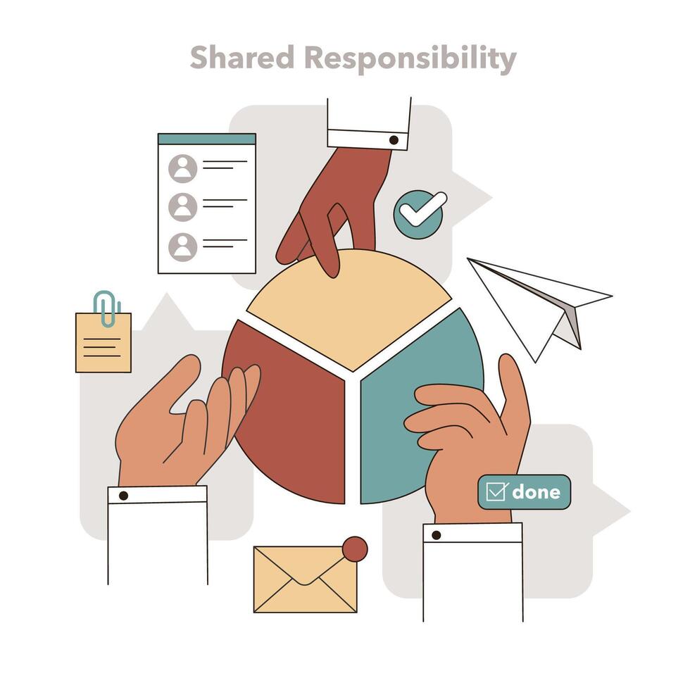 Shared Responsibility in Task Delegation concept. Vector illustration