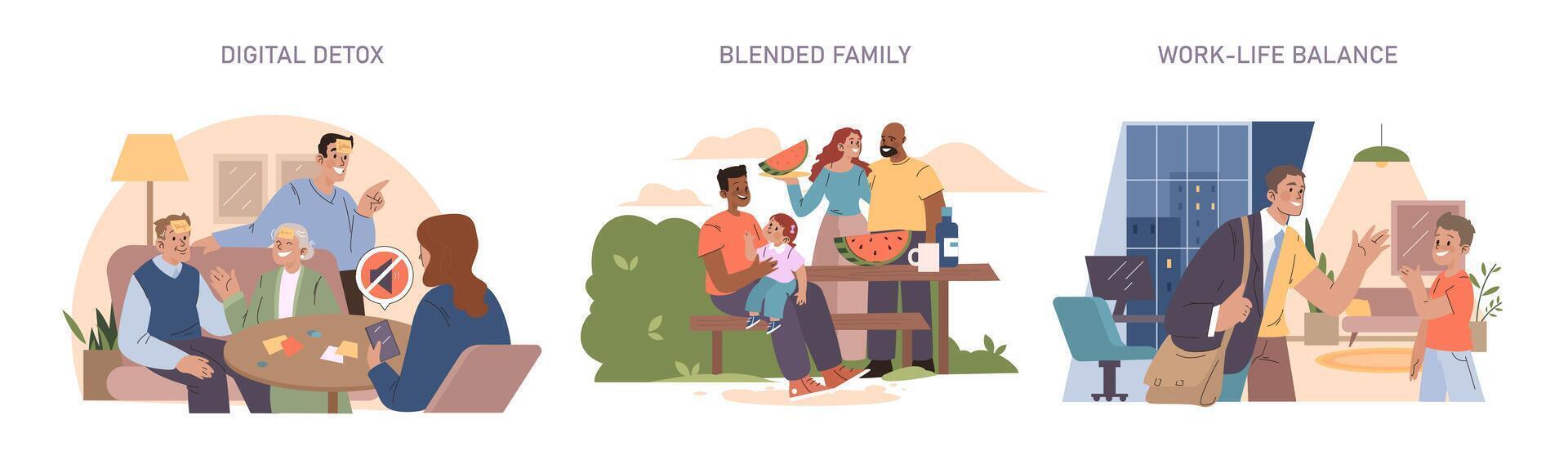 Modern Families set. vector