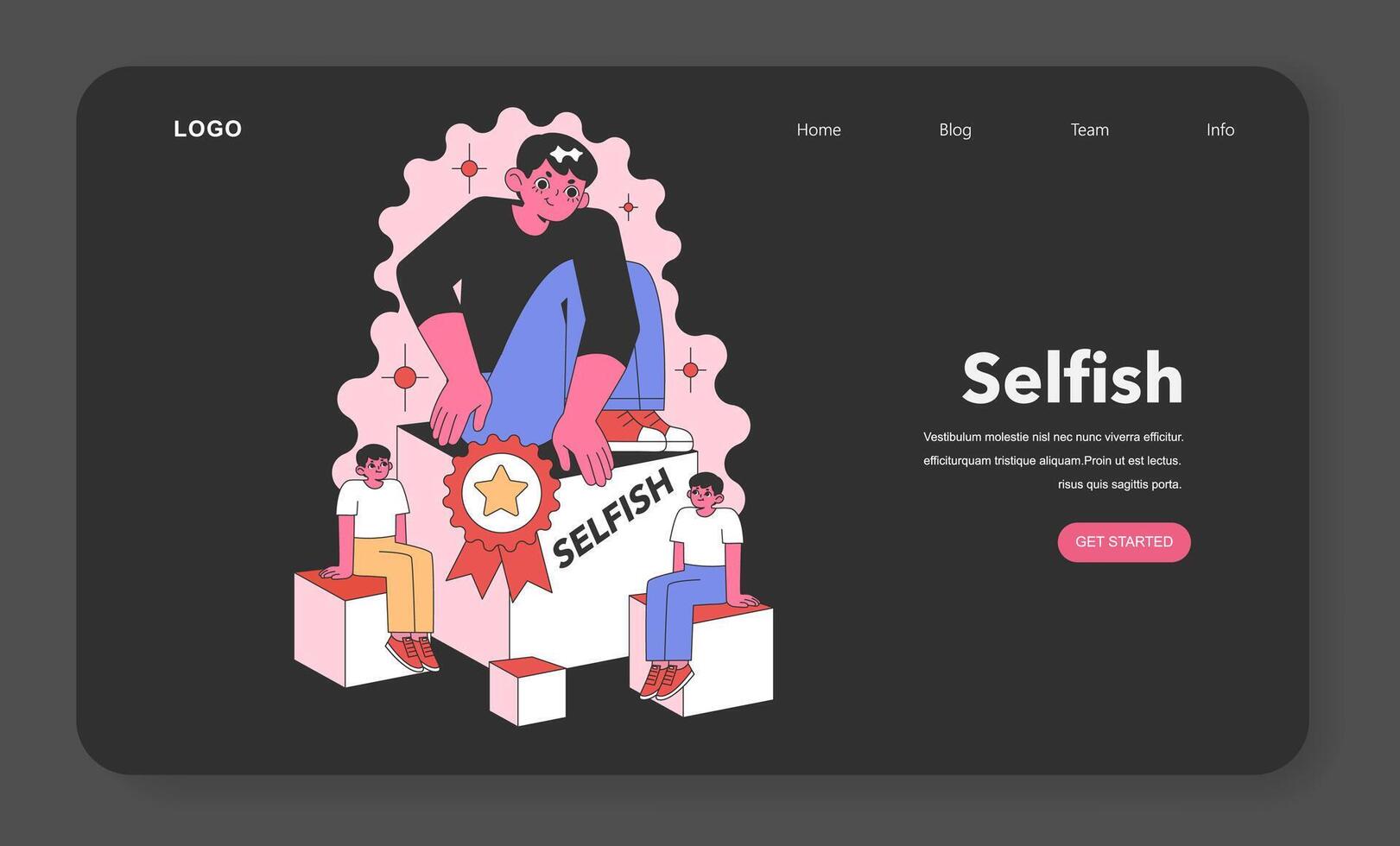 Selfishness concept.. Flat vector illustration