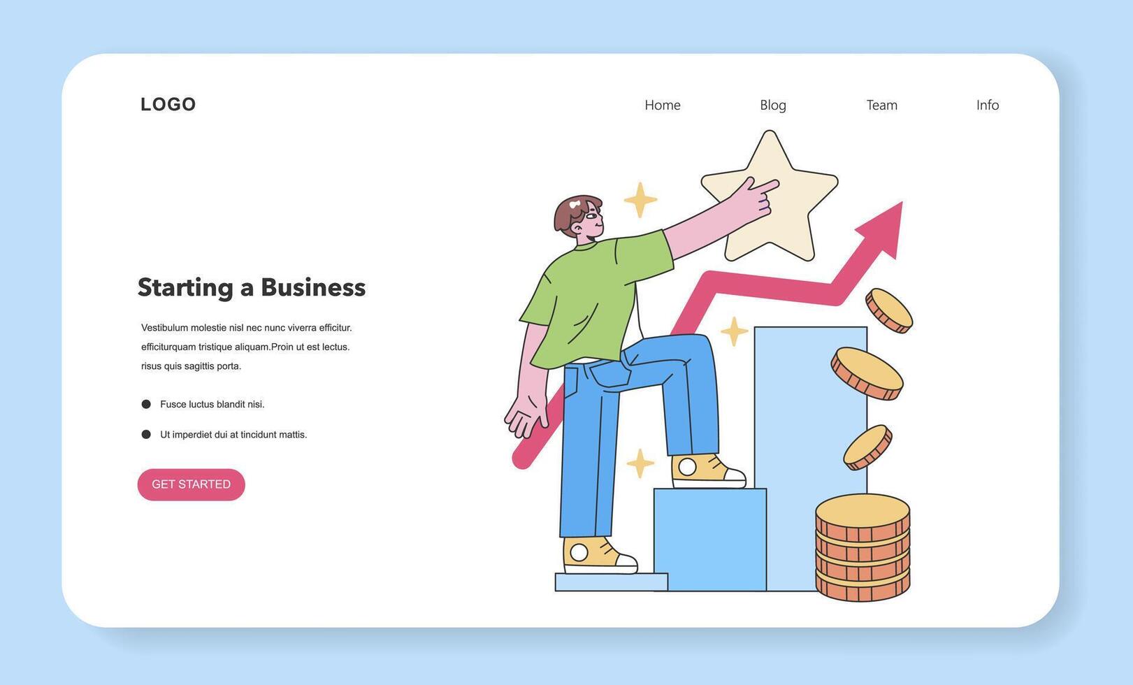 Entrepreneur. Aspiring business owner climbing financial success. vector