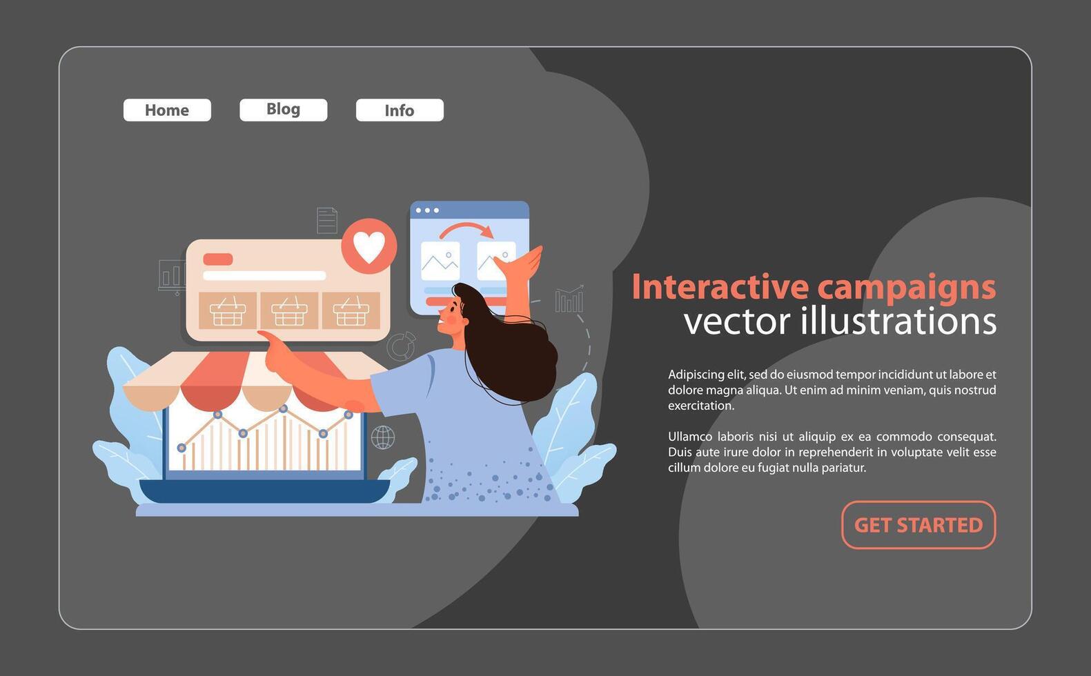 interactivo campañas para consumidor compromiso. atractivo visual de un comercializador vector