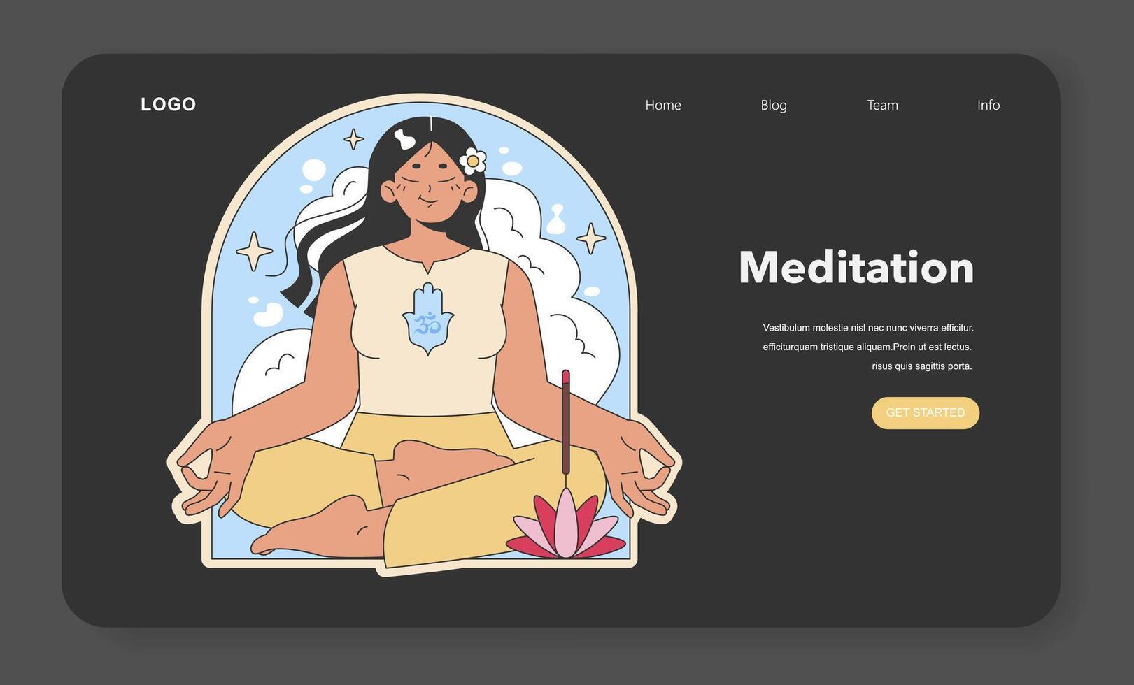 Meditation practice illustration. Flat vector illustration.