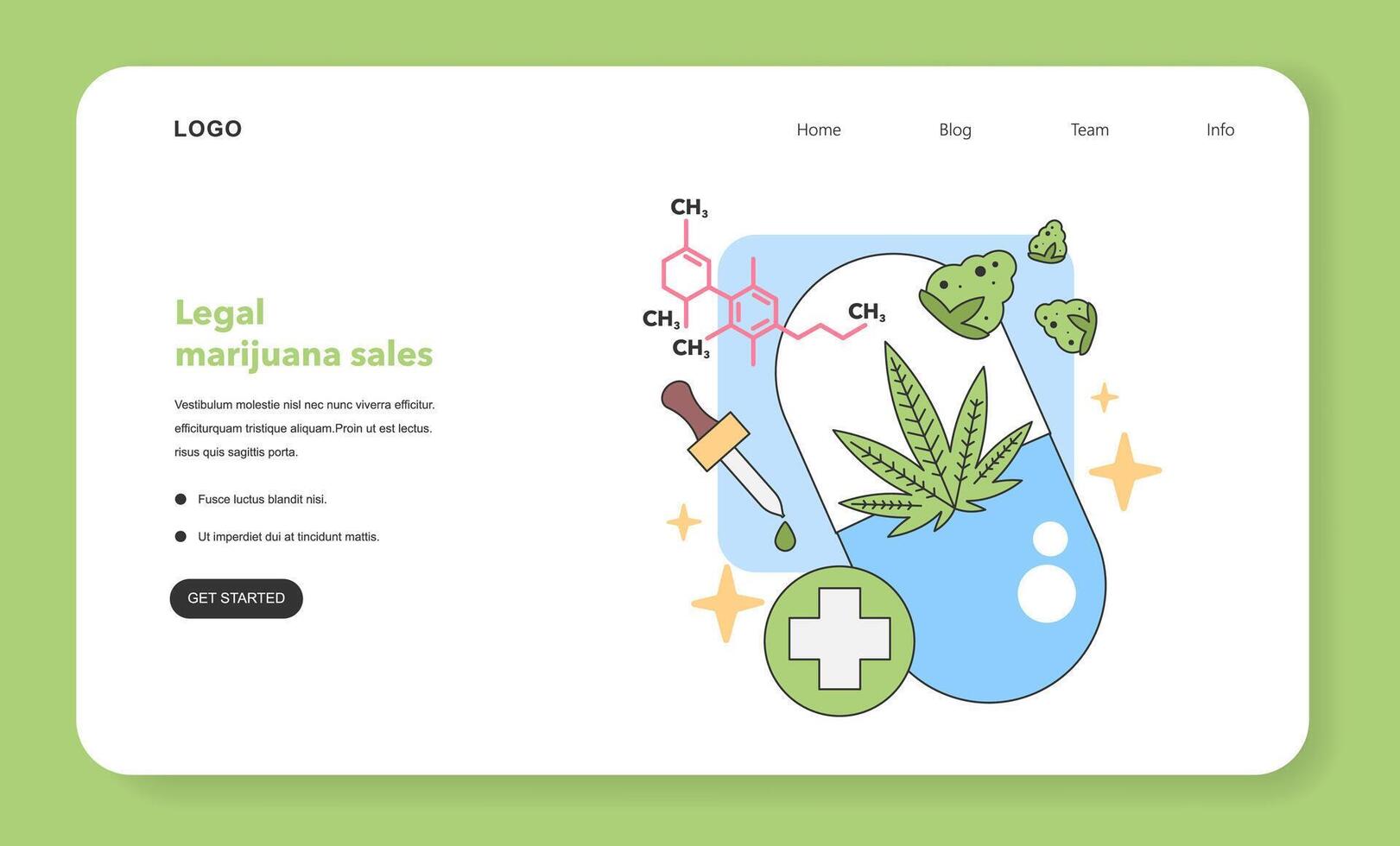 Medical cannabis research concept. Flat vector illustration.