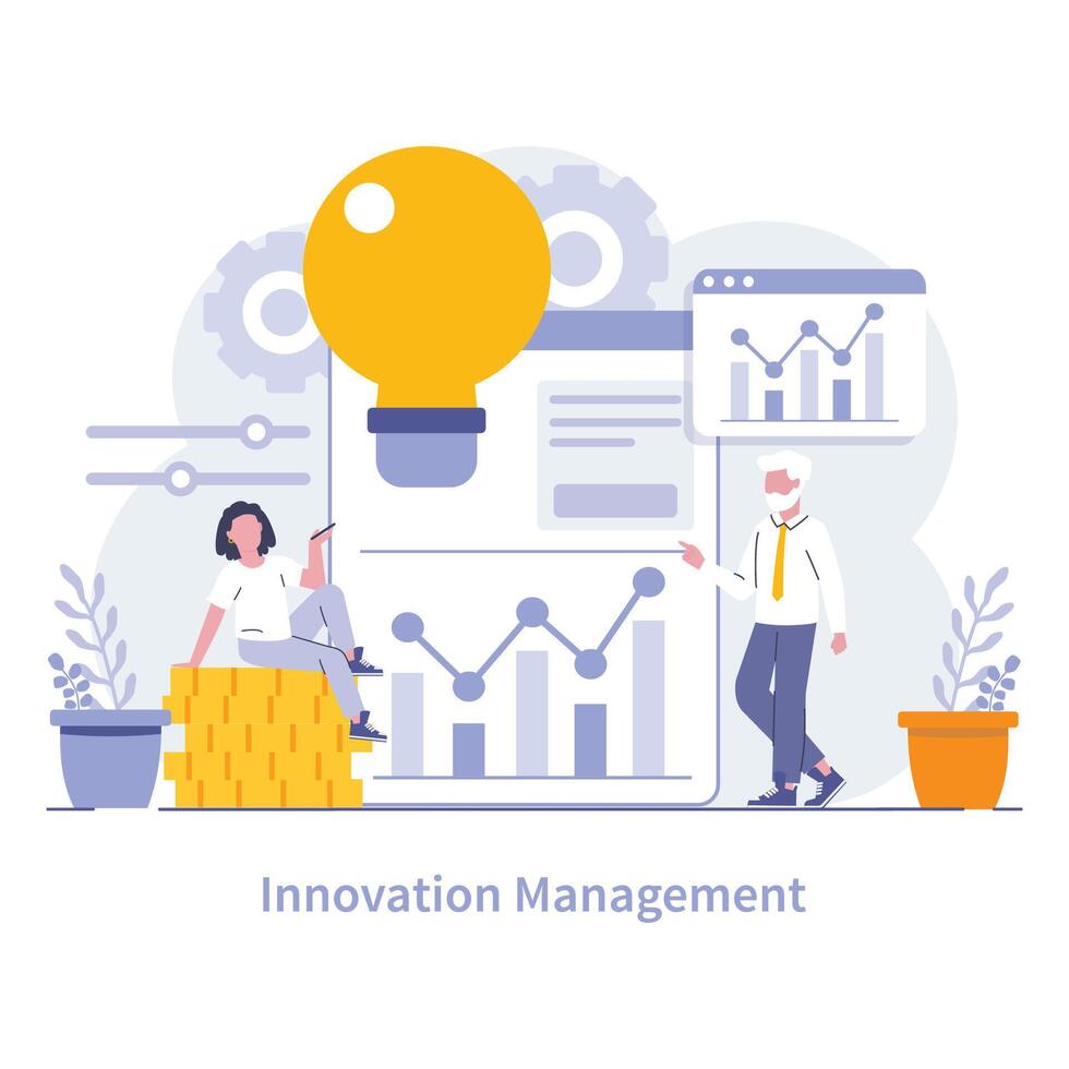 Sustainability and operational processes concept. Flat vector illustration.