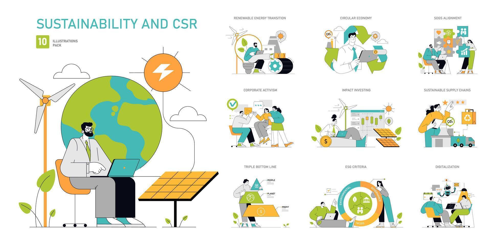 Sustainability and CSR Vector illustration