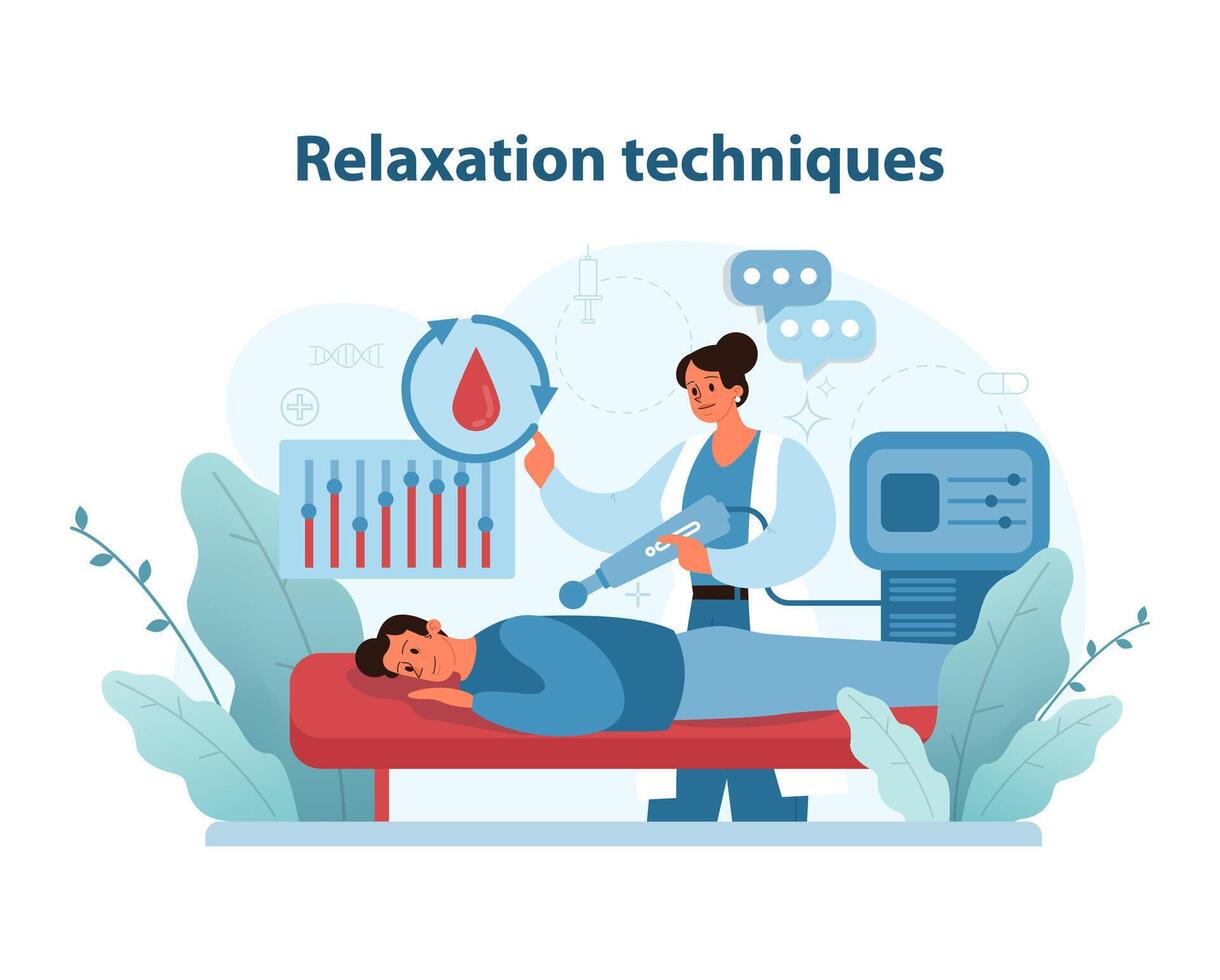 Relaxation techniques. A serene depiction of a relaxation session. vector
