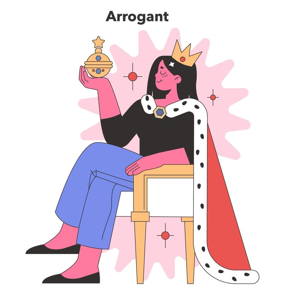 Arrogant Personality depiction. Flat vector illustration