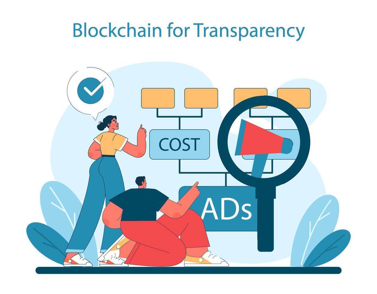 márketing 5.0 concepto. exhibiendo blockchain tecnología vector