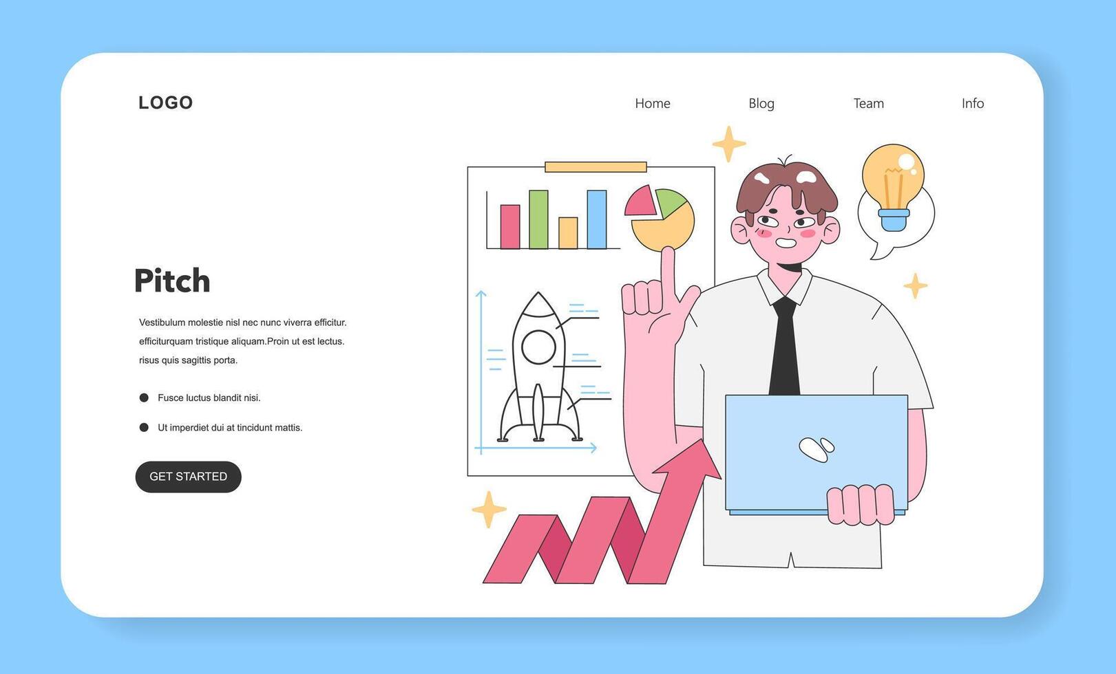 Pitch preparation concept. Flat vector illustration