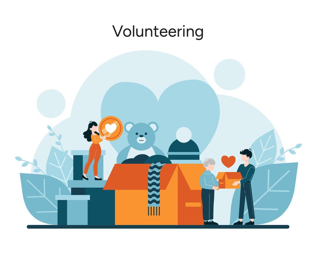 Selfless gestures and community aid vector