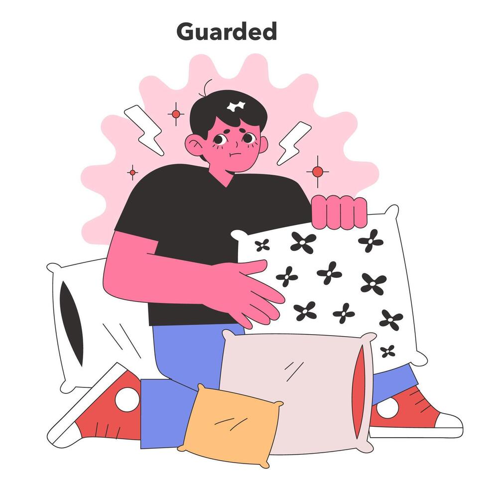Guarded Personality concept. Flat vector illustration.