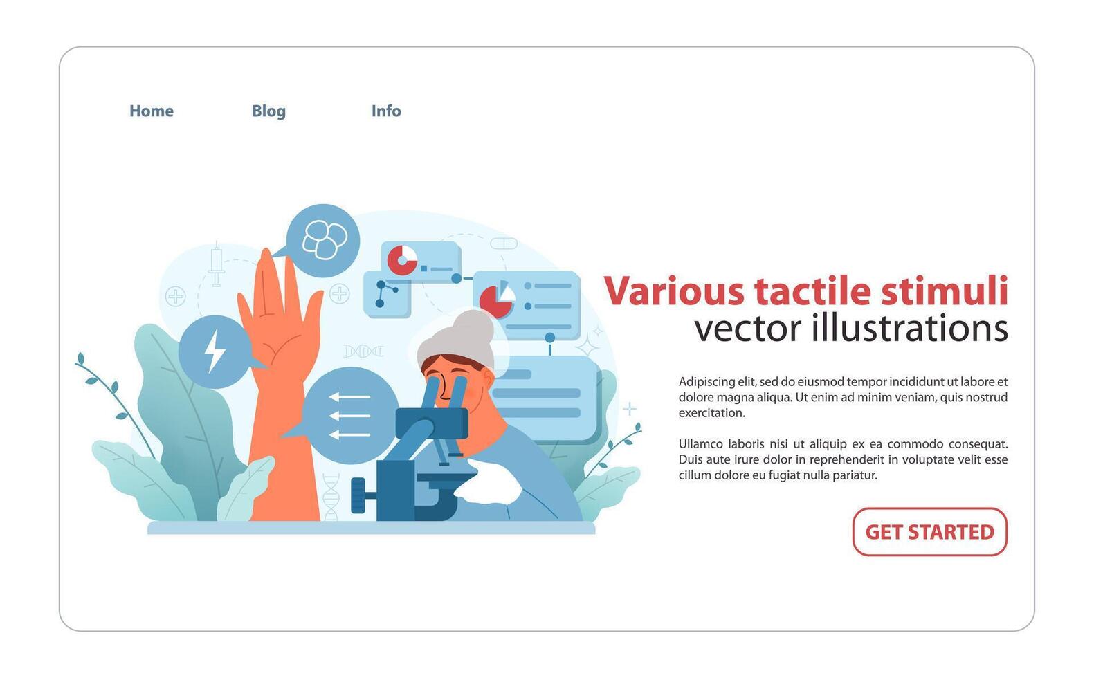 Various tactile stimuli. A scene capturing sensory exploration with touch. vector
