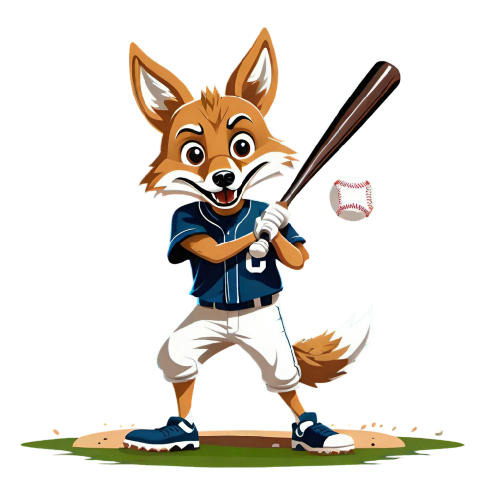 AI generated coyote playing baseball isolated png