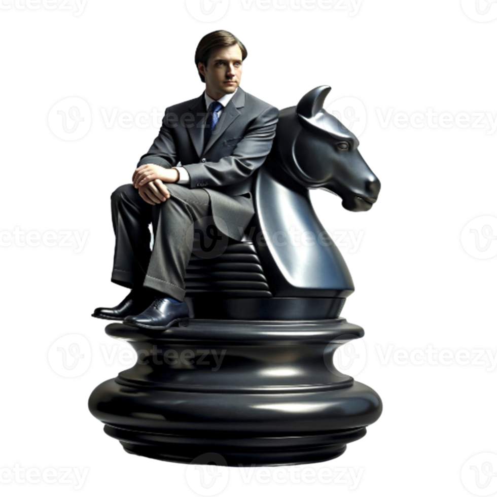 AI generated person sitting on chess piece depicting the horse png