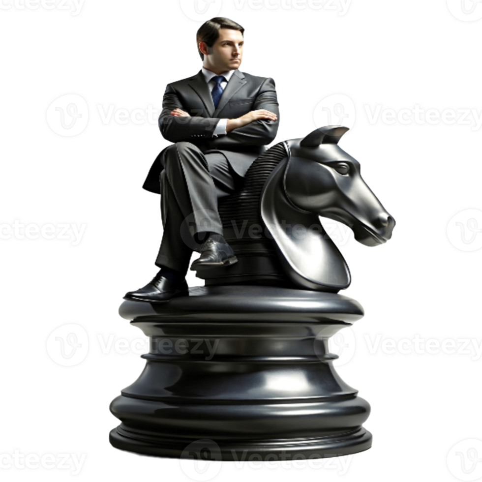 AI generated person sitting on chess piece depicting the horse png