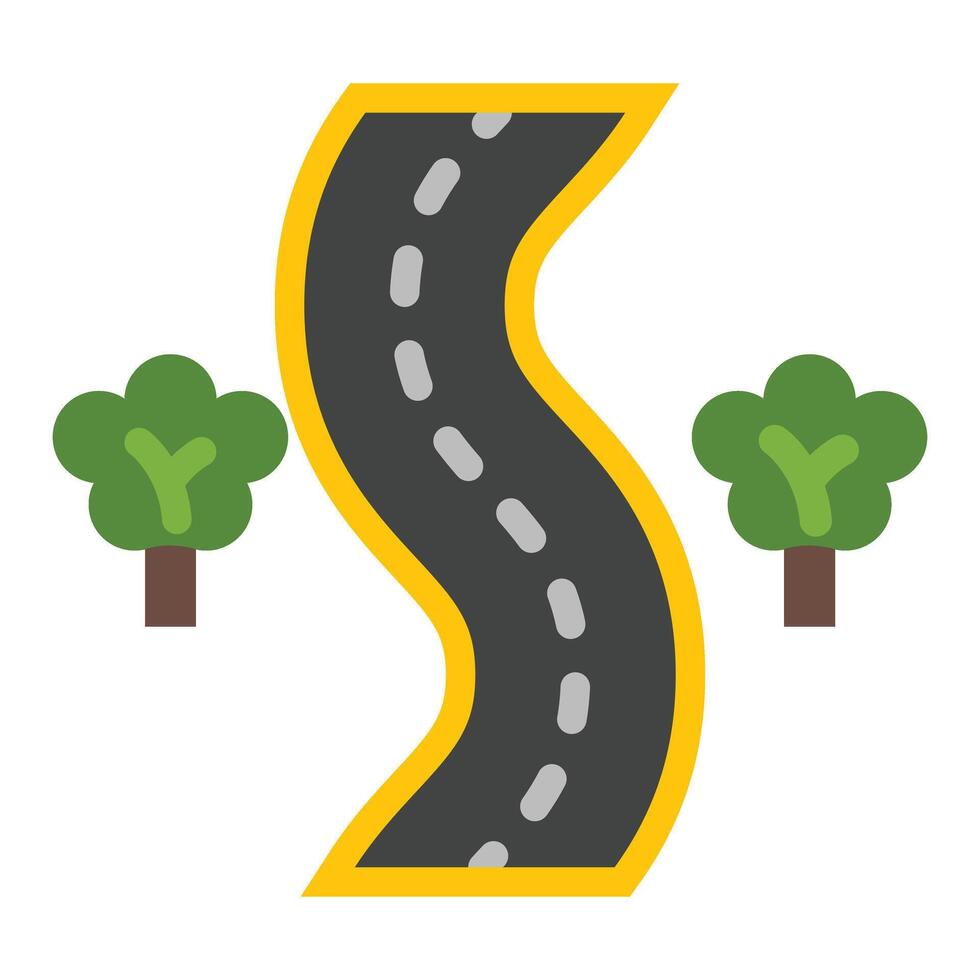 Windy Road Vector Flat Icon
