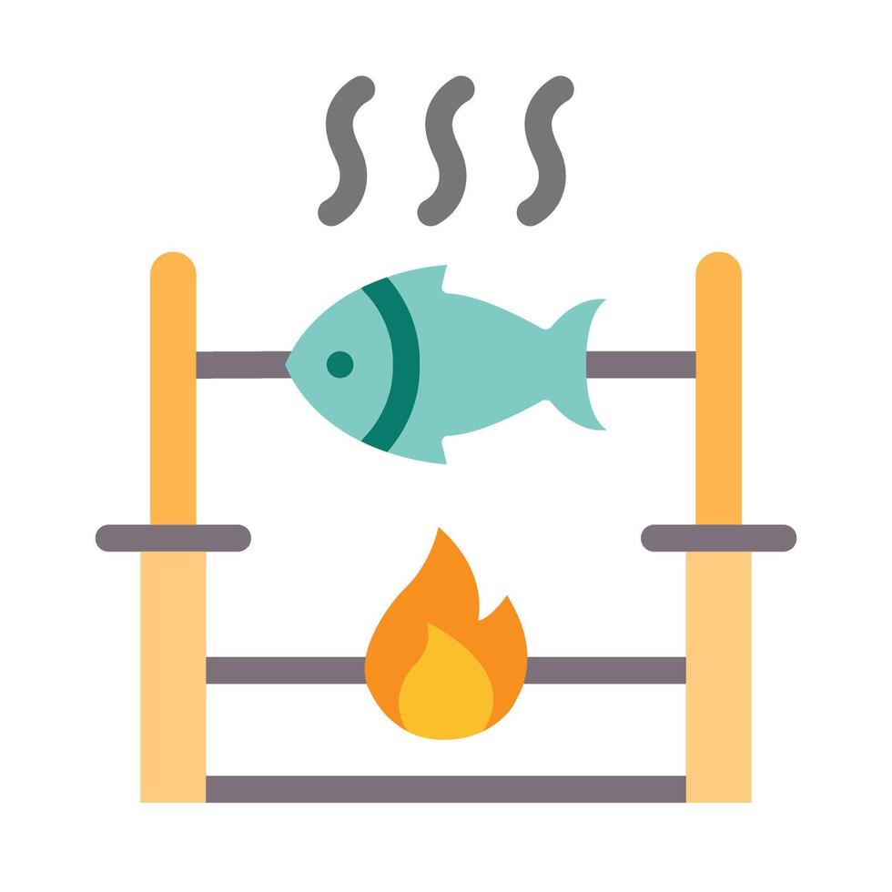 Fish Cooking Vector Flat Icon Design Vector Flat Icon Design