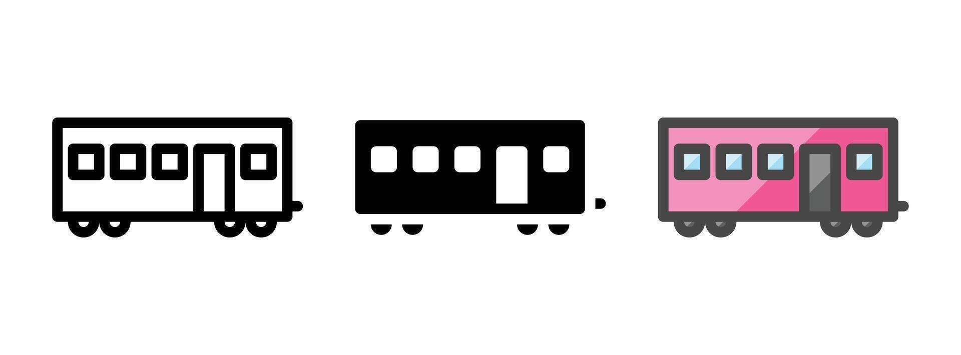 Multipurpose Railroad Car Vector Icon in Outline, Glyph, Filled Outline Style