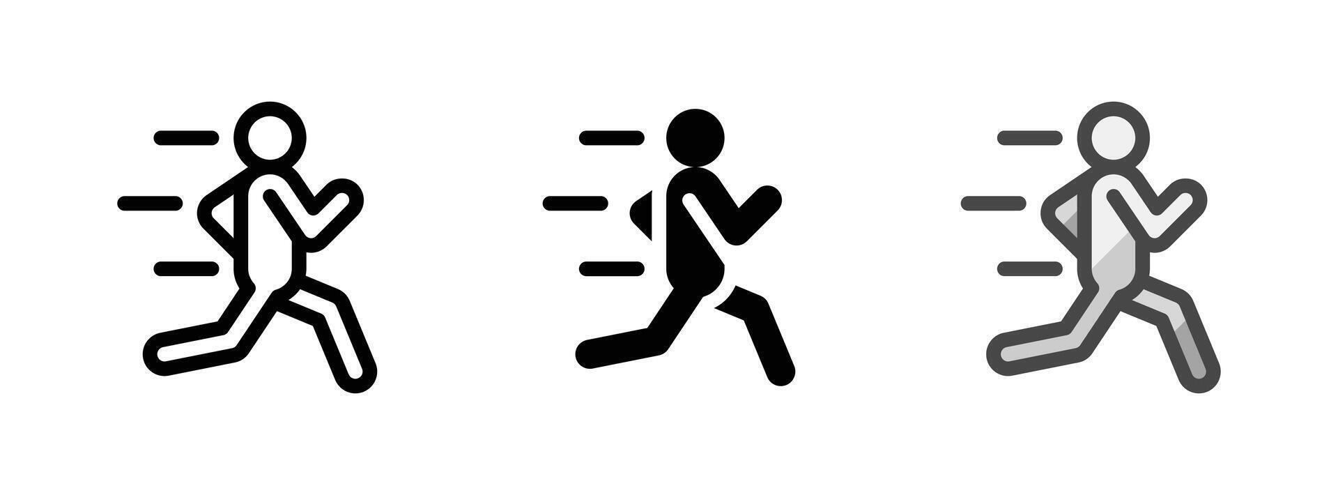 Multipurpose Running Vector Icon in Outline, Glyph, Filled Outline Style