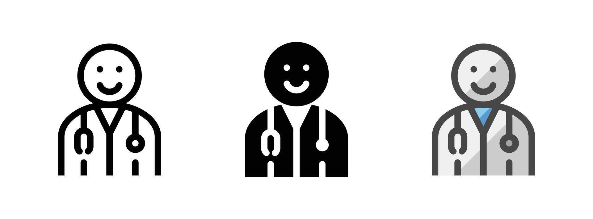 Multipurpose Doctor Vector Icon in Outline, Glyph, Filled Outline Style