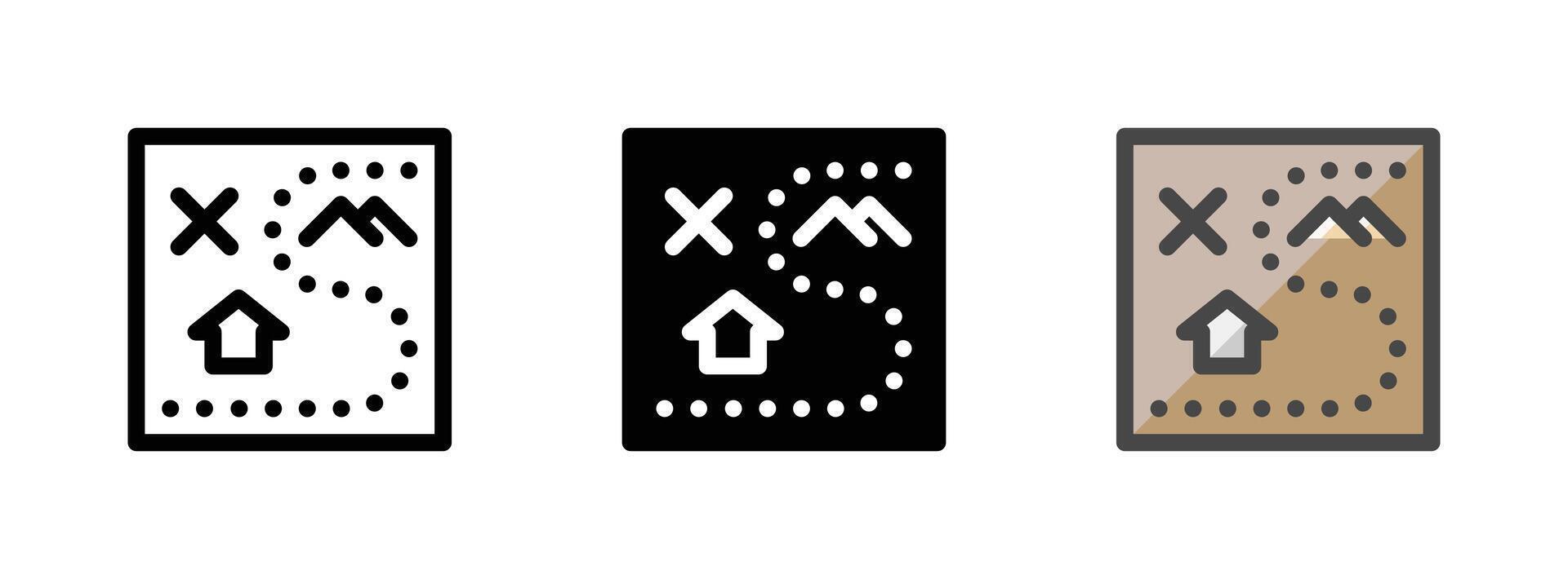 Multipurpose Map Vector Icon in Outline, Glyph, Filled Outline Style