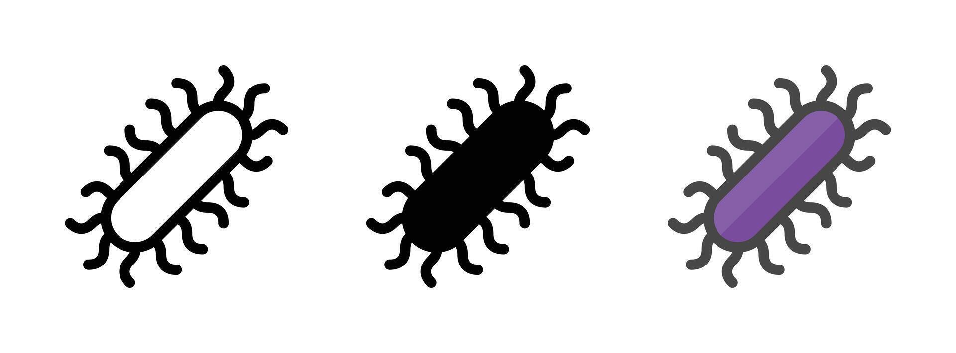 Multipurpose Bacteria Vector Icon in Outline, Glyph, Filled Outline Style