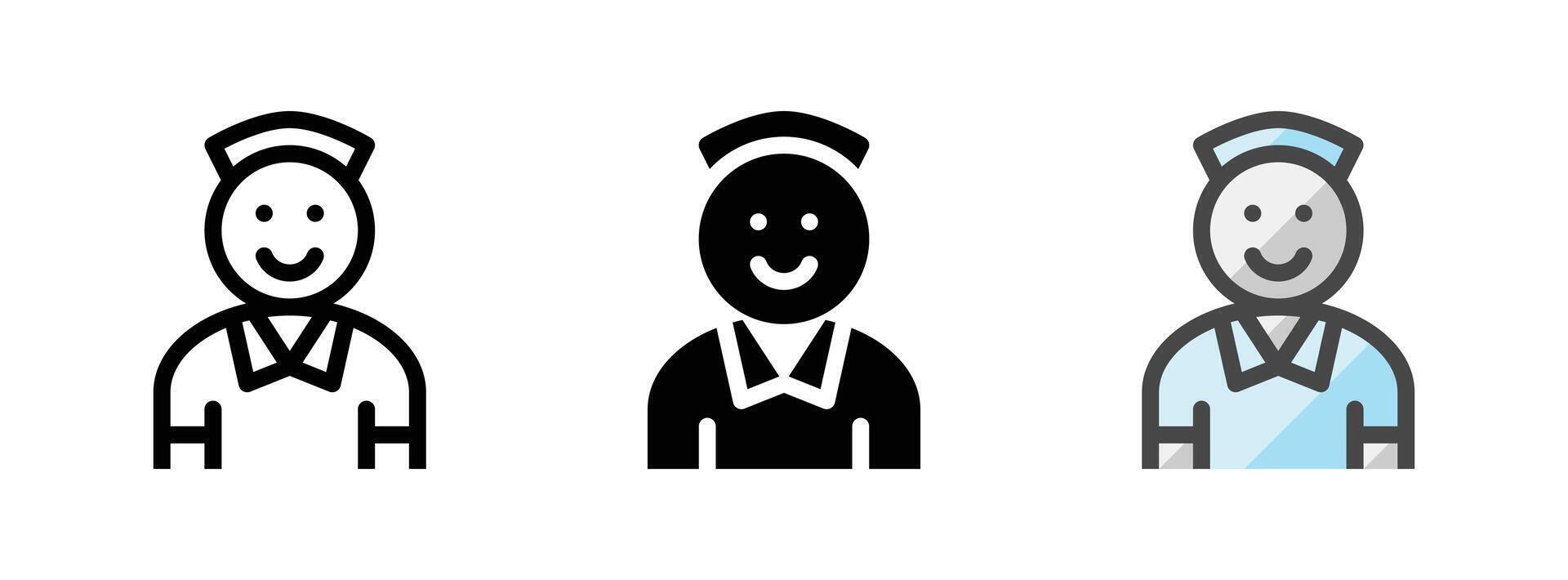 Multipurpose Nurse Vector Icon in Outline, Glyph, Filled Outline Style