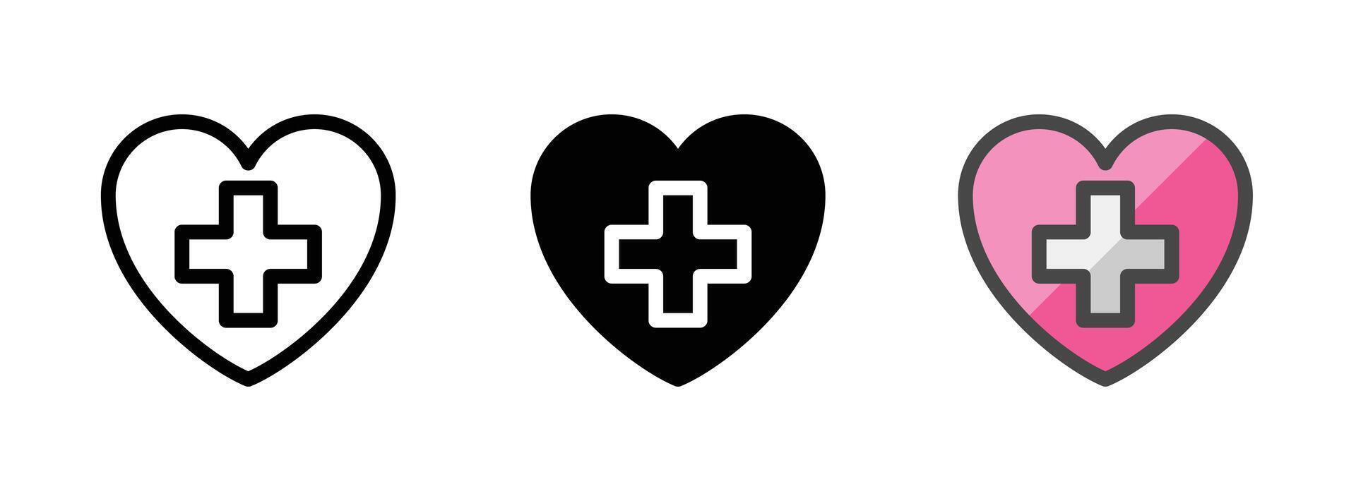 Multipurpose Heart Vector Icon in Outline, Glyph, Filled Outline Style