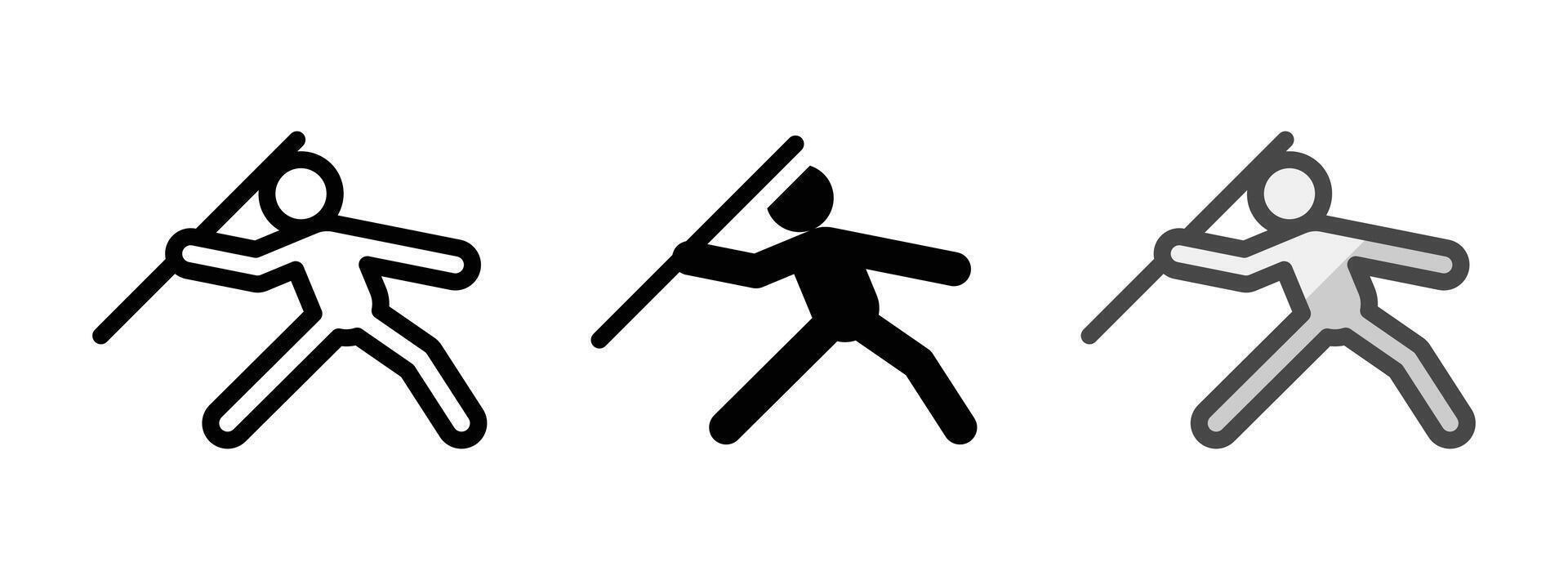 Multipurpose Javelin Throw Vector Icon in Outline, Glyph, Filled Outline Style