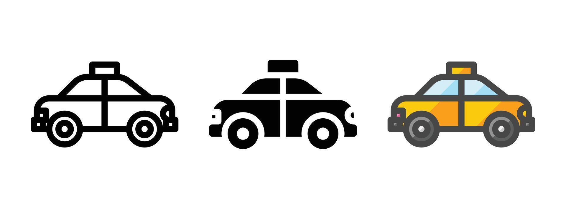 de múltiples fines Taxi vector icono en describir, glifo, lleno contorno estilo