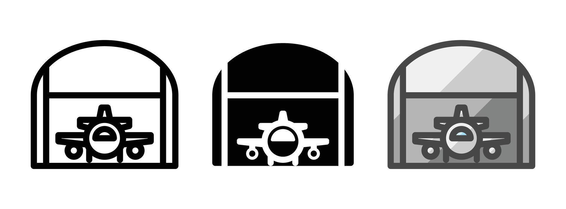 Multipurpose Hangar Vector Icon in Outline, Glyph, Filled Outline Style