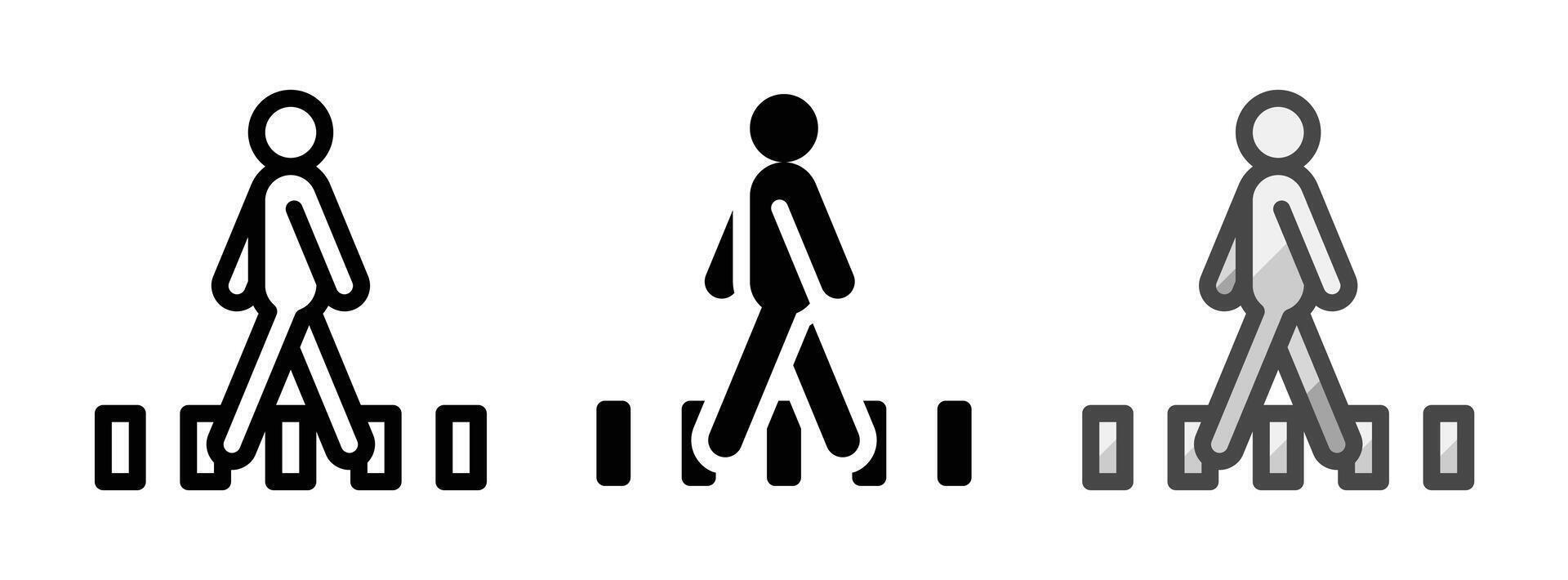 Multipurpose Pedestrian Crossing Vector Icon in Outline, Glyph, Filled Outline Style